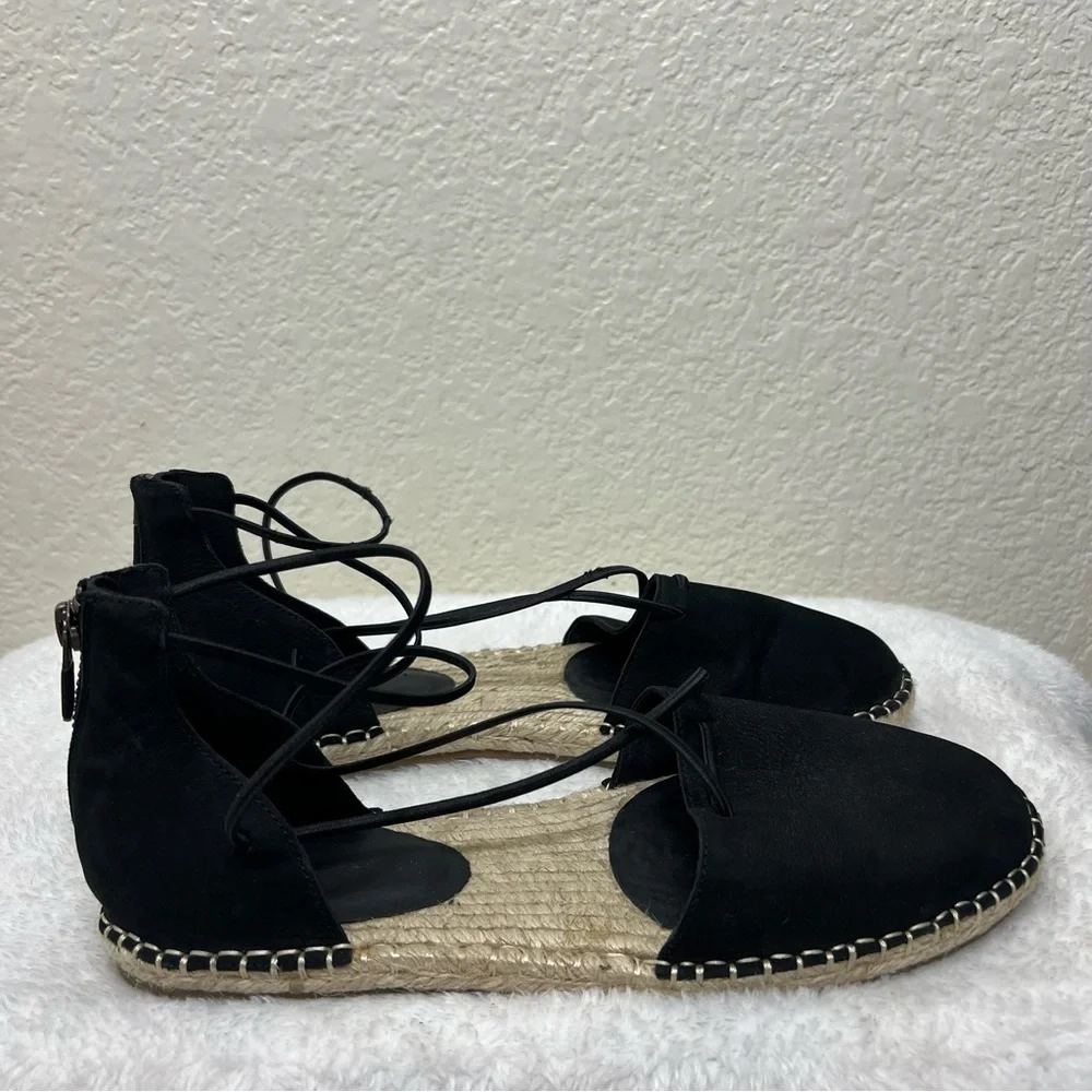 Eileen Fisher Lace Up Strappy Lala Sandal Espadrilles Flats Closed Toe Size 9